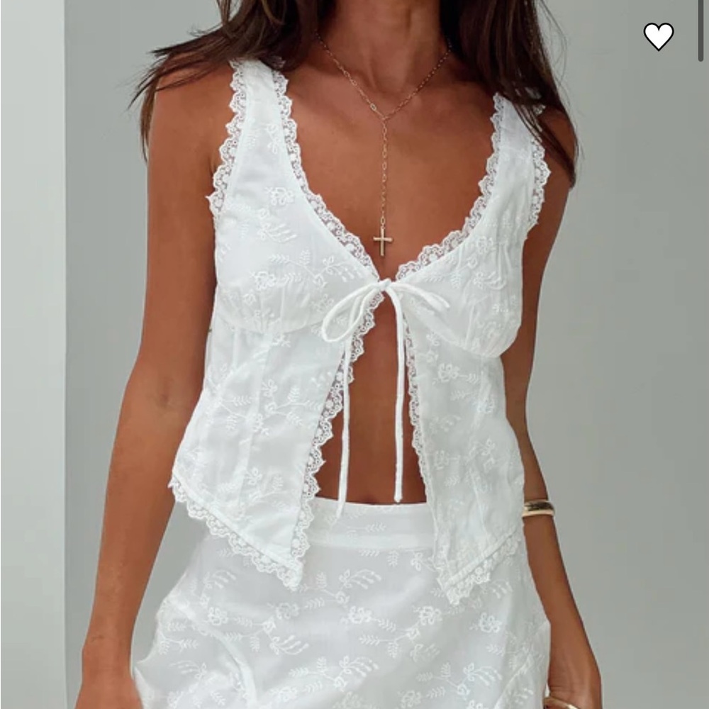 Princess Polly White Front Tie Cami